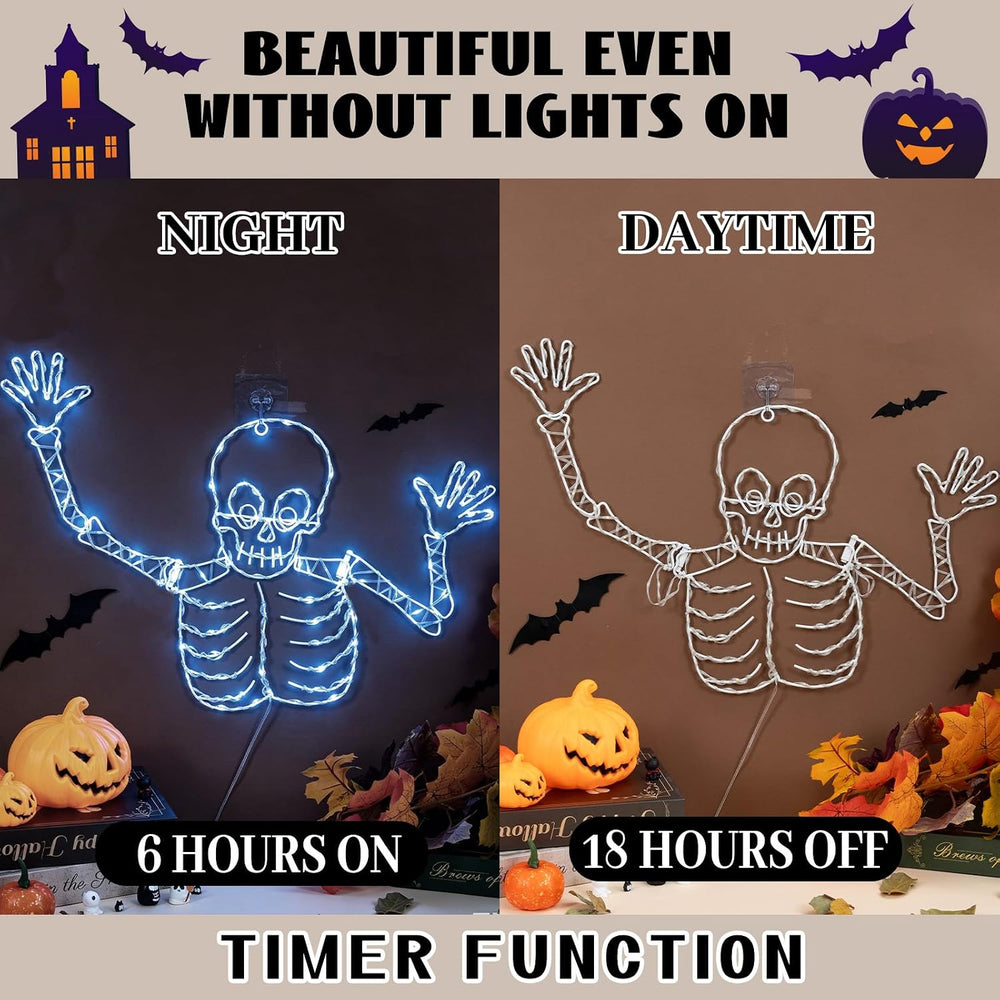 21Inch Halloween Skull Window Lights Skeleton Timer Window Light Decor