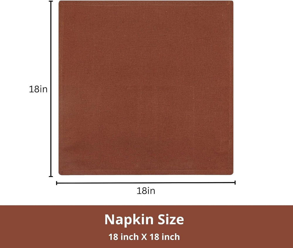 PurpleEssences Cloth Dinner Napkins 18x18 in Set of 12 - Rust