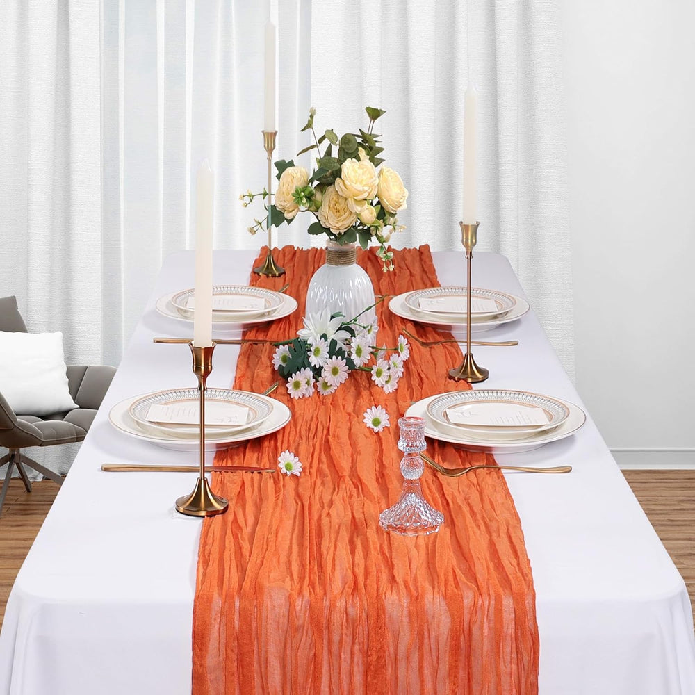 12 Pack 35 x 120 Inch Orange Table Runner Cheesecloth 10Ft