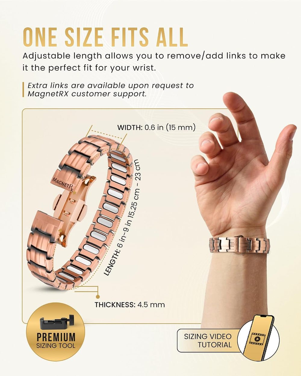 MagnetRX® EllipseMAX 5X Strength Magnetic Copper Bracelet for Men