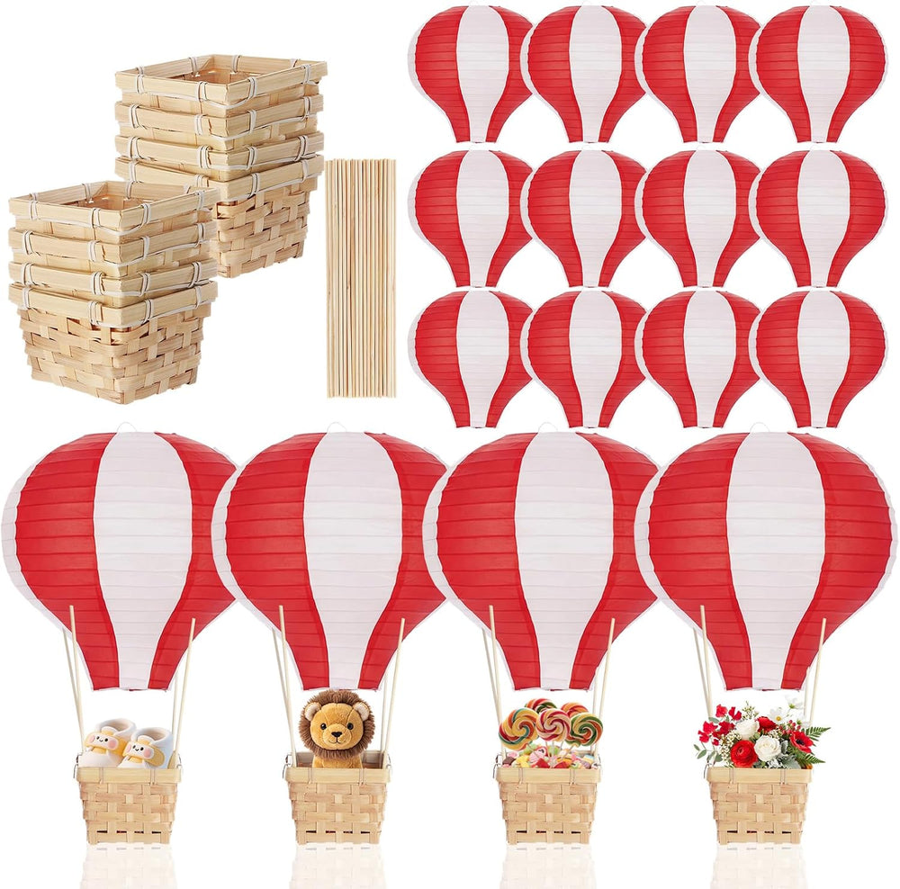 Meooeck 8 Sets Red Hot Air Balloon Table Centerpieces Decor