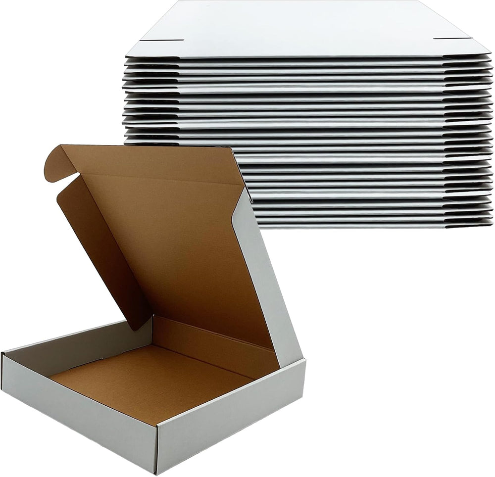 11x11x2 Inch Shipping Boxes Set of 25,White Corrugated Cardboard Mailers