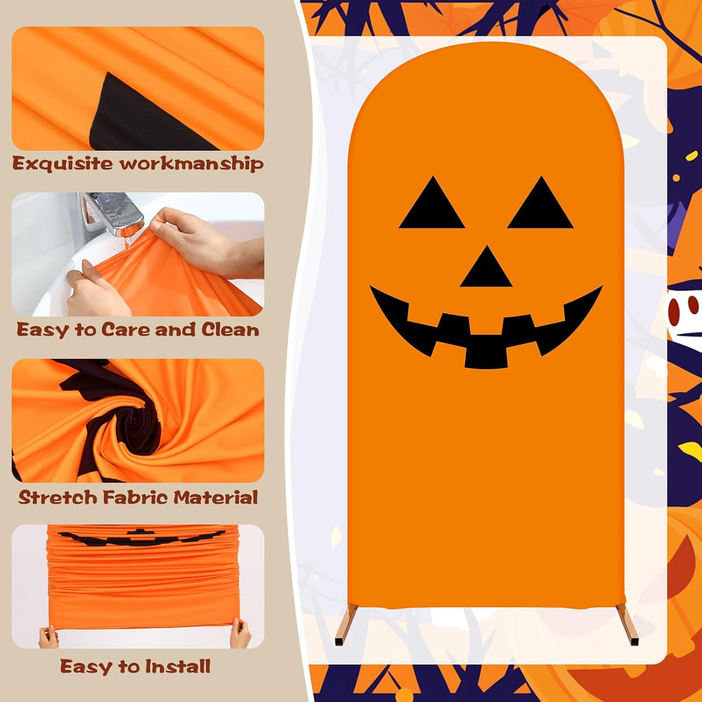 3 Pcs Halloween Arch Backdrop Cover Pumpkin 4ft 5ft 6ft