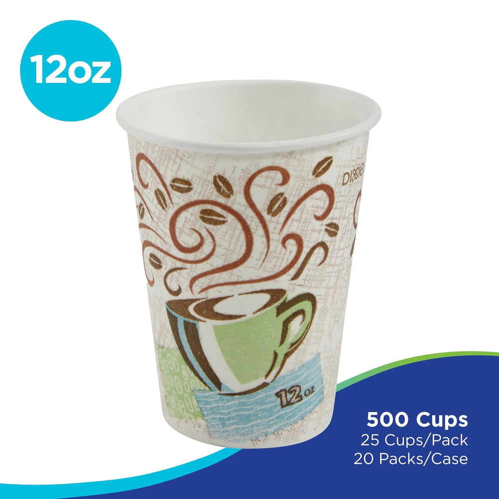 Dixie PerfecTouch 12 oz Paper Coffee Cups By GP PRO, Coffee Haze Design, 500 ...