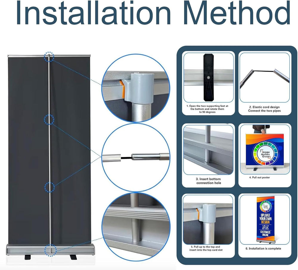 33x81 Custom Retractable Banner Stand Signs READY IN 1 DAY Pull up Roll up Po...
