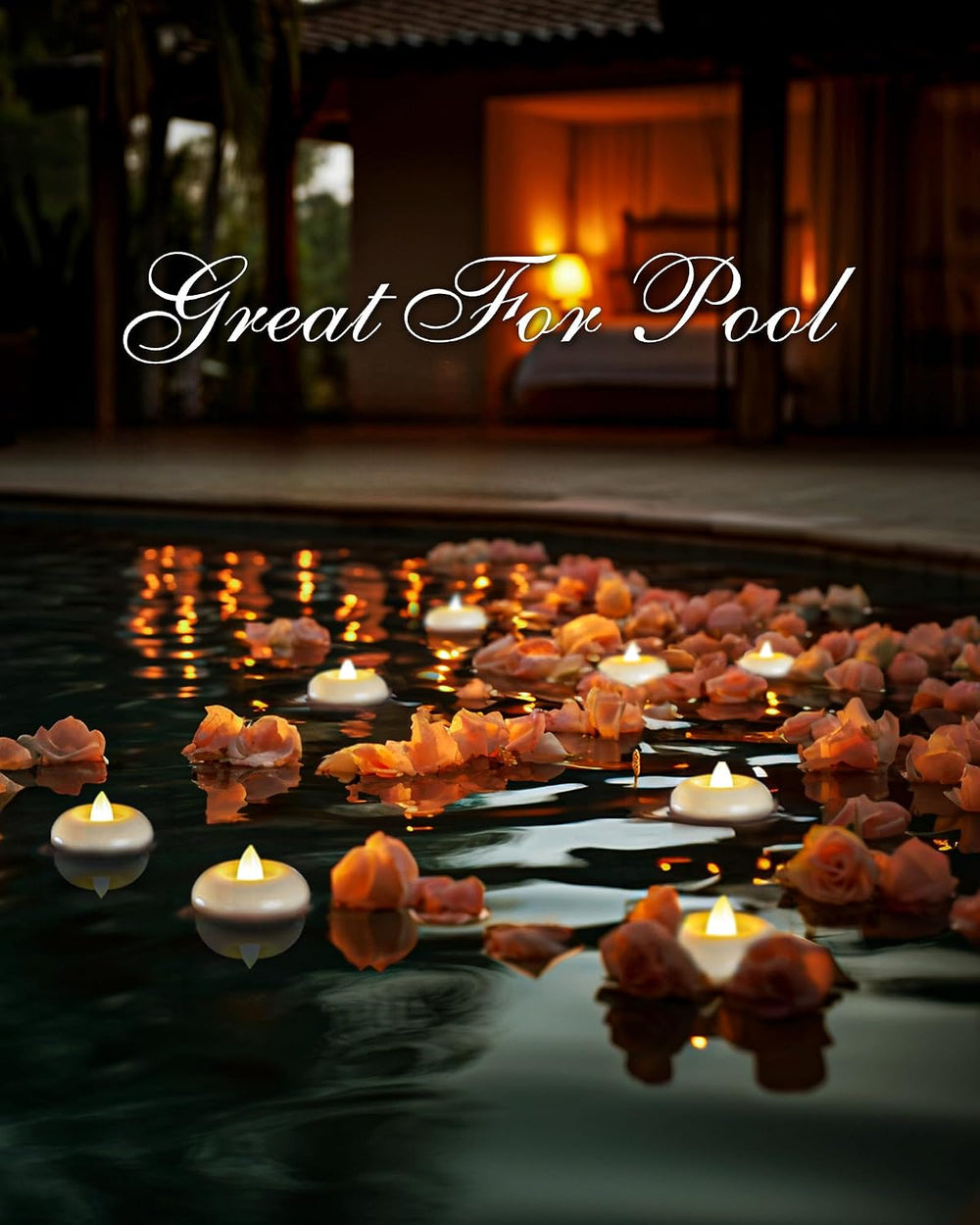 2" Flameless LED Floating Candles, White Waterproof Tealights, 48 Pack