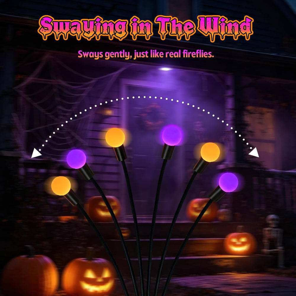 VOOKRY 6 Pack Halloween Decorations Outdoor, 36 LED Solar Firefly Lights Outd...