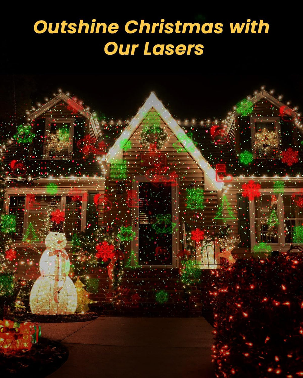 Enjoyedled Christmas Projector Lights Outdoor with 9 HD Xmas Patterns Black