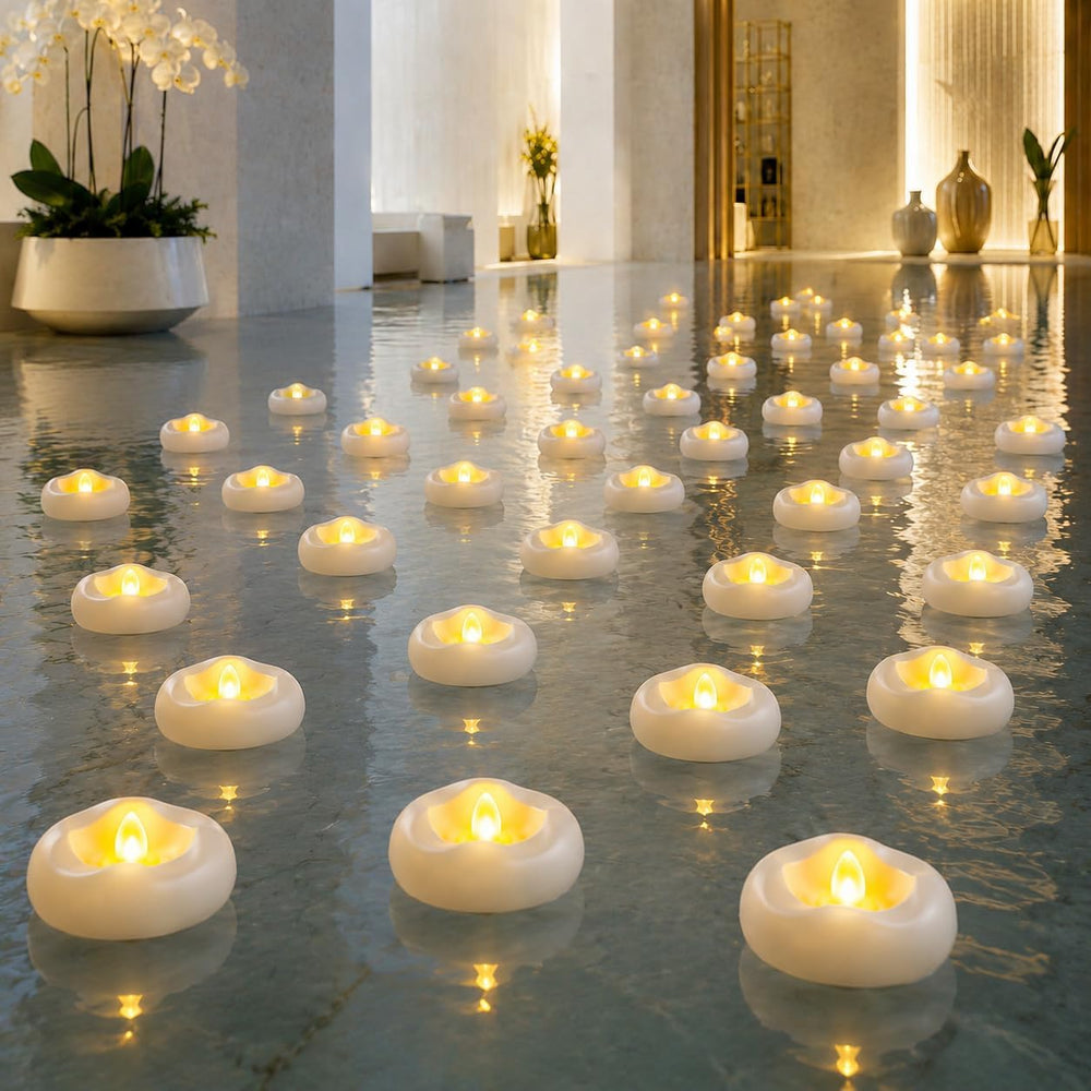 36 Pack 2.3” Flameless LED Floating Candles, Water-Activated Battery Operated...