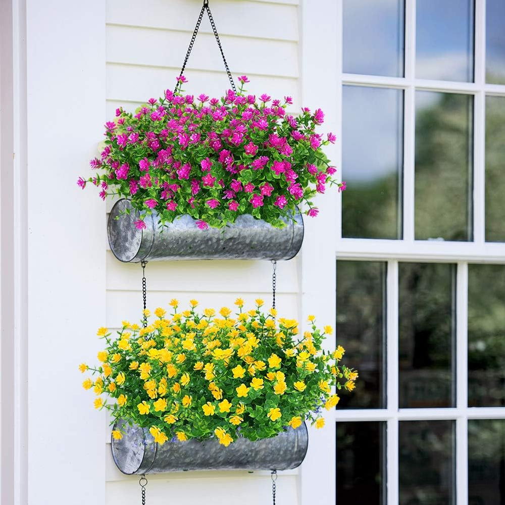 24 Bundles Outdoor Artificial Flowers UV Resistant Fake Boxwood Plants, Faux ...