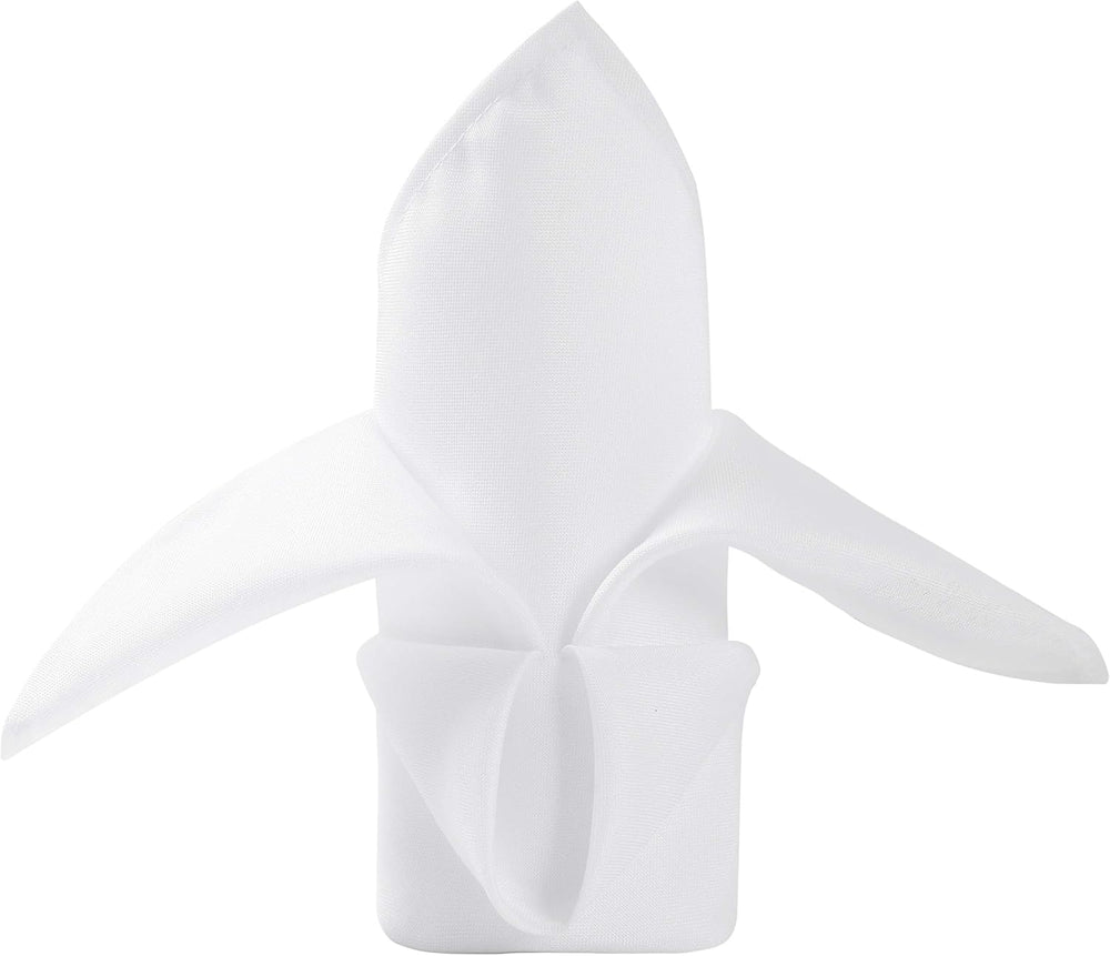 50pcs Polyester Cloth Napkins - 17 x 17 inch White Dinner Washable Napkins wi...