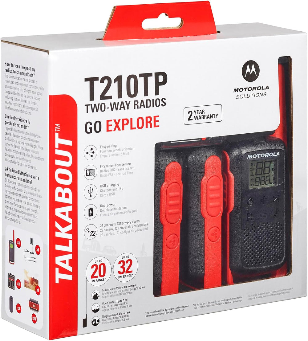 Motorola Solutions, Portable FRS, T210TP, Talkabout, Two-Way Radios, Recharge...