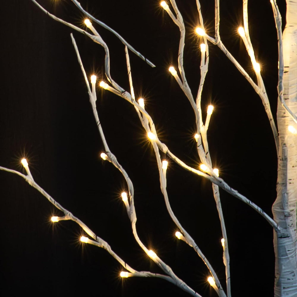 Set of 3 Lighted Birch Tree, 4FT 6FT 8FT White Artificial Christmas Tree with...