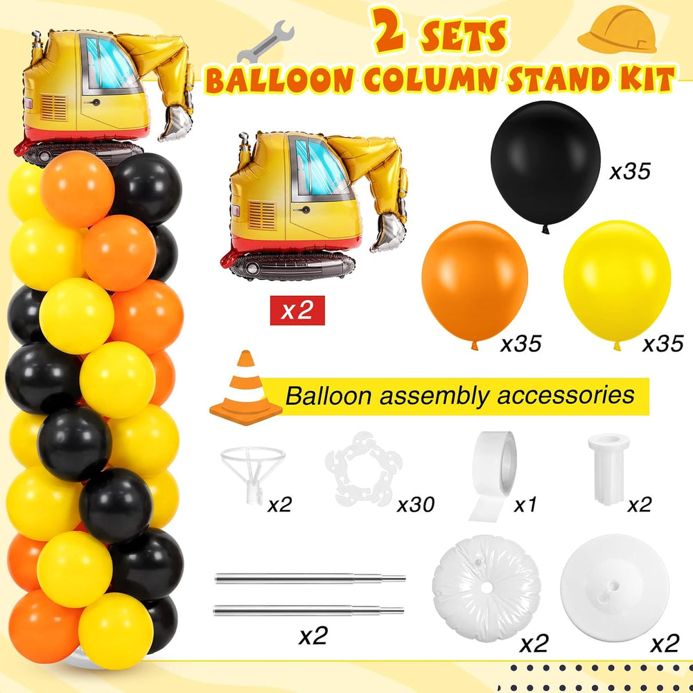 2 Set Construction Balloon Column Stand Kit Truck Party Decoration