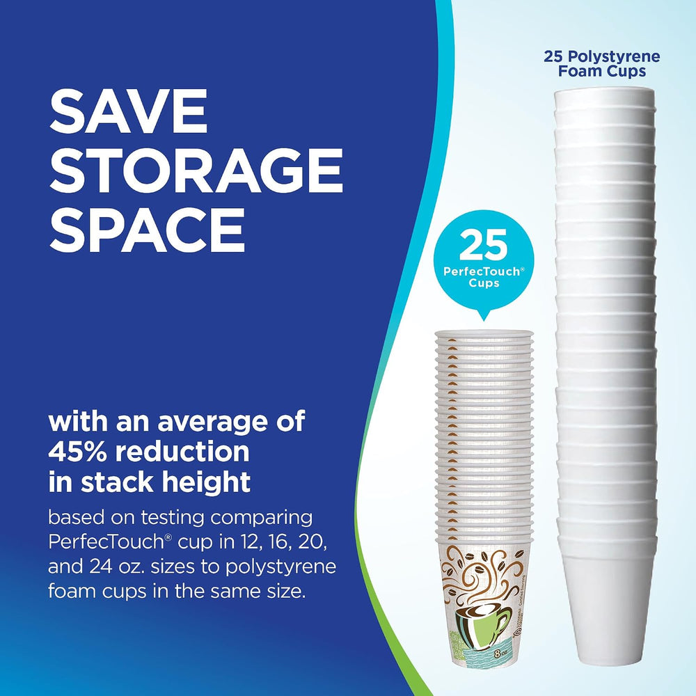 Dixie PerfecTouch 16 oz Paper Coffee Cups By GP PRO, Coffee Haze Design, 500 ...