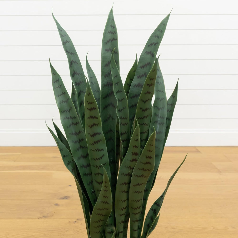Nearly Natural 35in Artificial Snake Plant with Black Planter