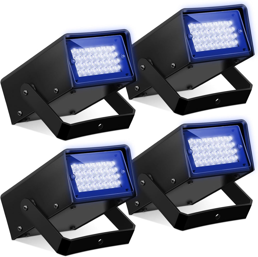Treela 4 Pack Strobe Party Light Small Bright LED Outdoor, Blue, 32 LED