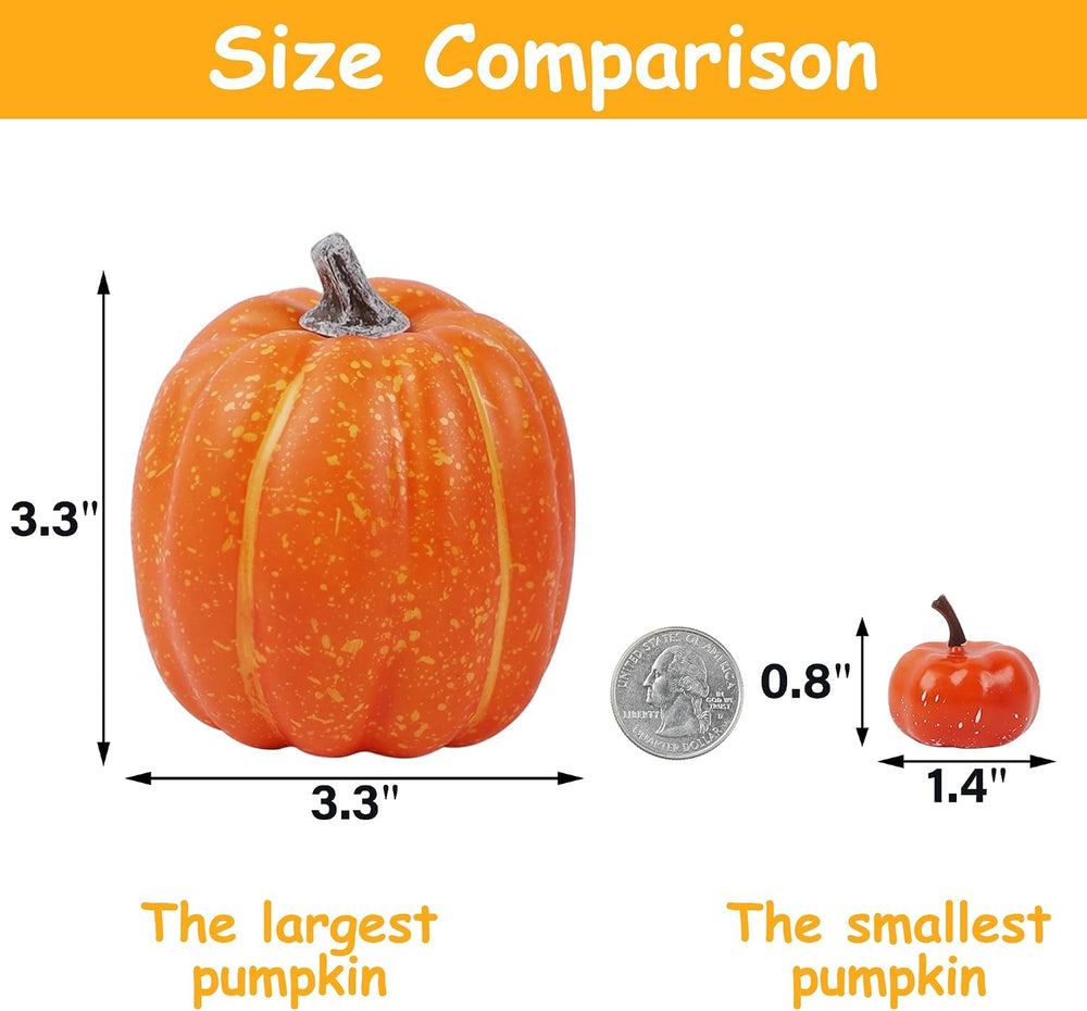 winemana 46 Pcs Artificial Pumpkins Fall Decorations, Orange