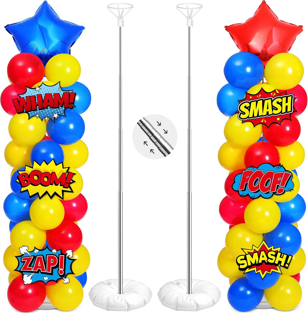 Realspring 2 Set Hero Themed Party Decoration Hero Balloon Column Stand Kit