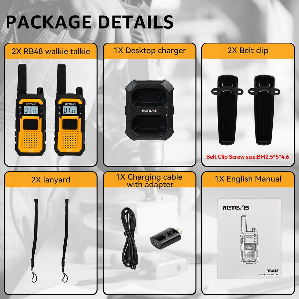 Retevis RB48 FRS Walkie Talkies Long Range,Mil-Standards 810H Two Way Radio