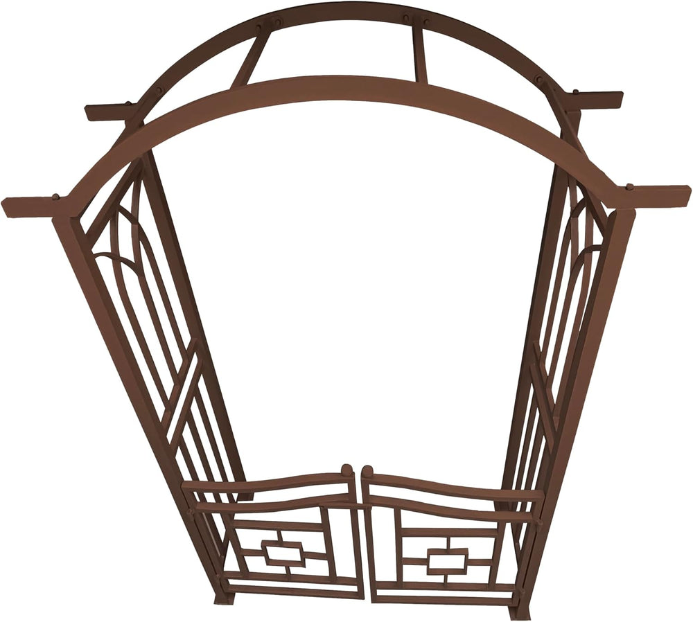 Oakland Living Brown Aluminum Garden Arbor Arch with Gate