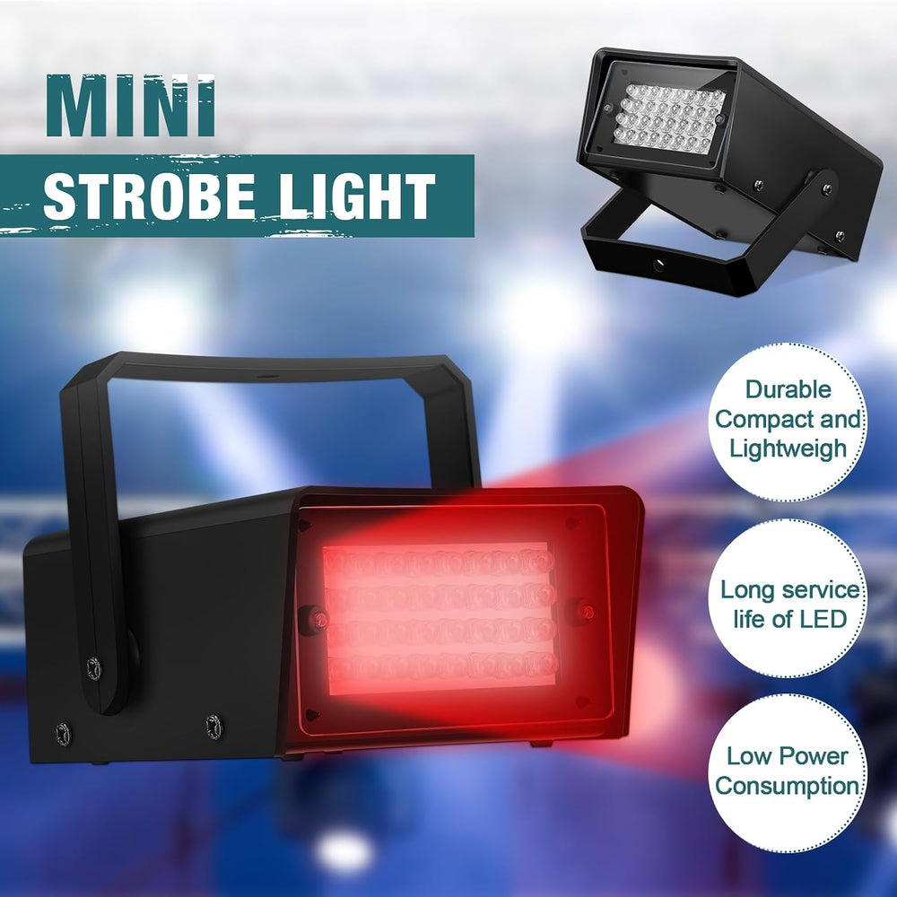 Treela 4 Pack Strobe Party Light Small Bright LED Outdoor, Red, 32 LED