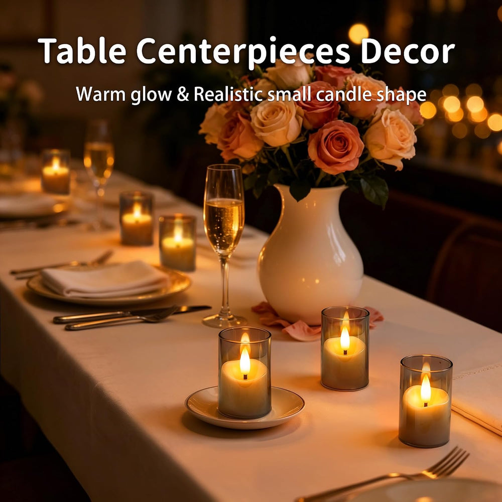 Small Rechargeable Flameless Tea Lights Candles with Timer Remote