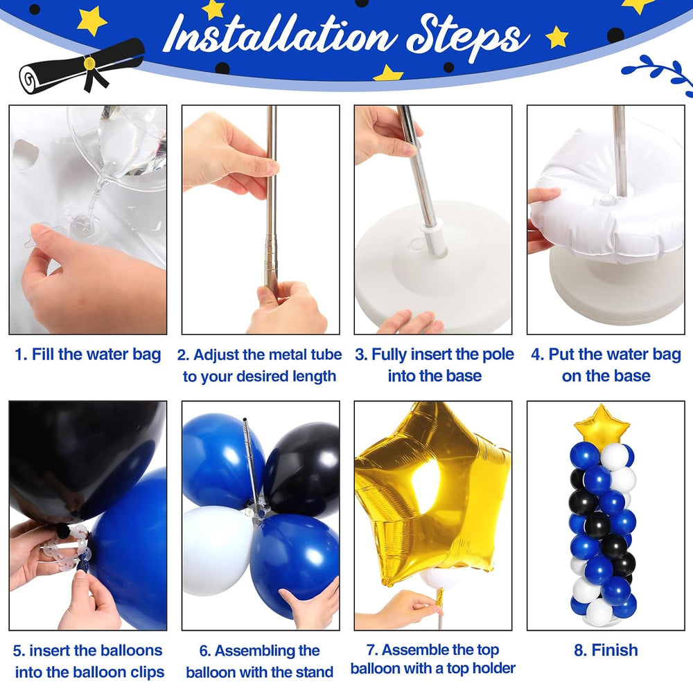 2 Sets of Balloon Column Stand Kit with 2 Star Balloons 100 Latex Balloons 2 ...