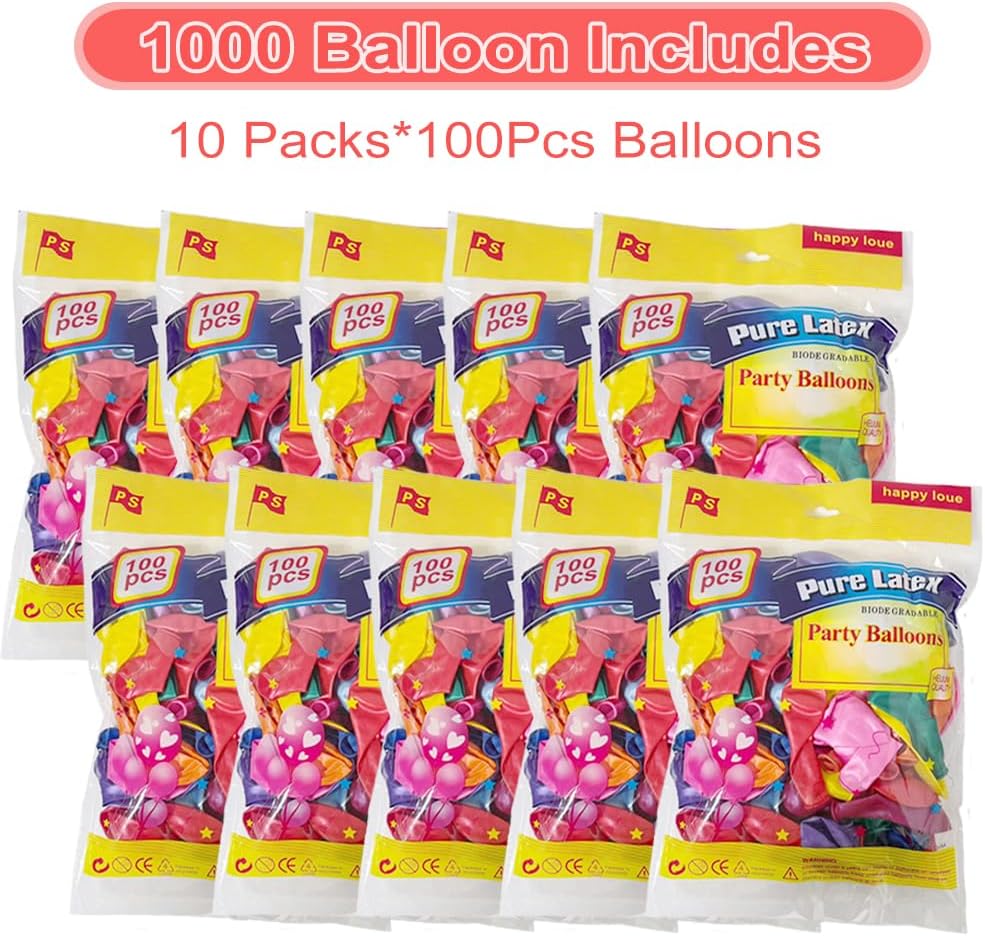 1000 Packs Latex Rainbow Balloons for Party Decorations