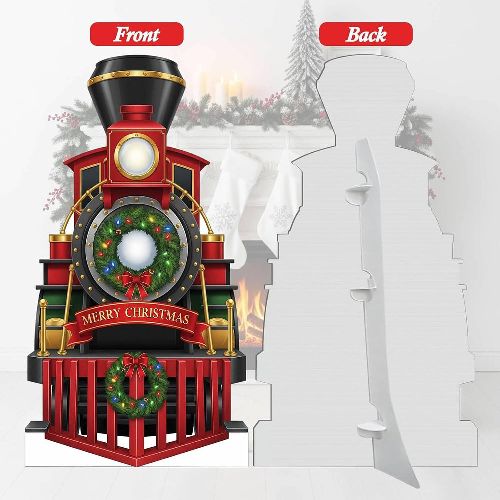 Christmas Train Engine Cardboard Cutouts, 4mm Corrugated Plastic Standee Deco...