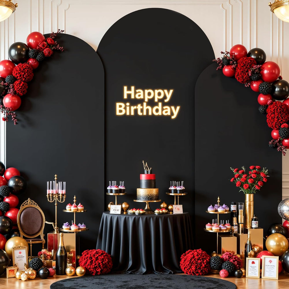 Black and Red Arch Backdrop Cover Set of 3-6.6ft, 7.2ft, 8ft Arch Covers