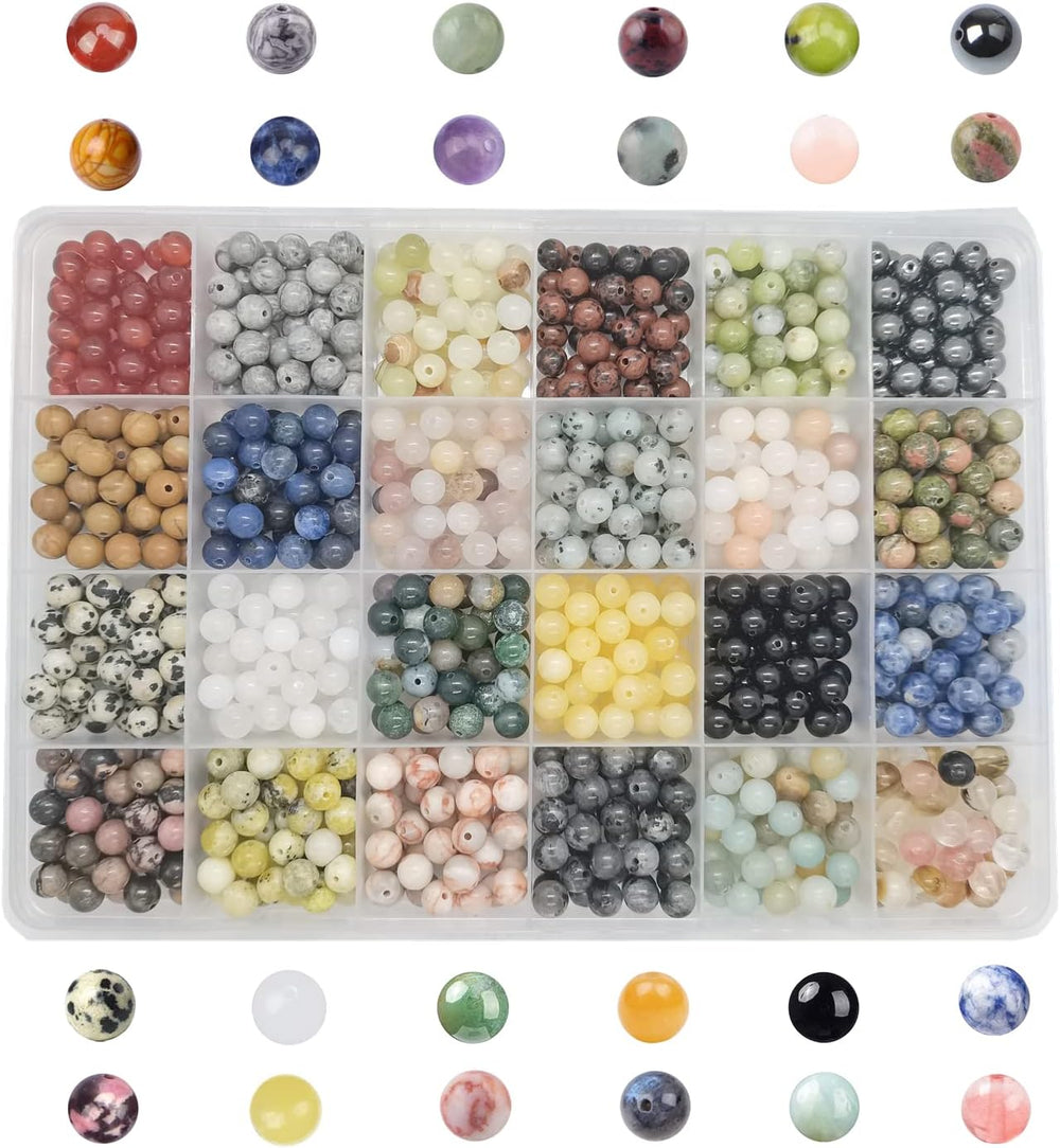 960pcs 6mm Natural Gemstone Beads Crystal Bracelet Jewelry Making Kit