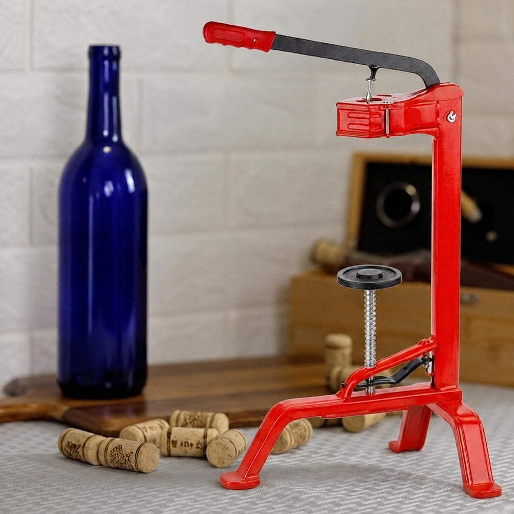 Italian Floor Wine Corker for Bottling, Adjustable Plunger and Grip Handle
