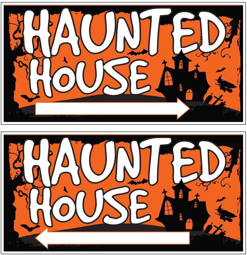 Haunted House Sign Directional - Includes Even Number of Right & Left Arr...