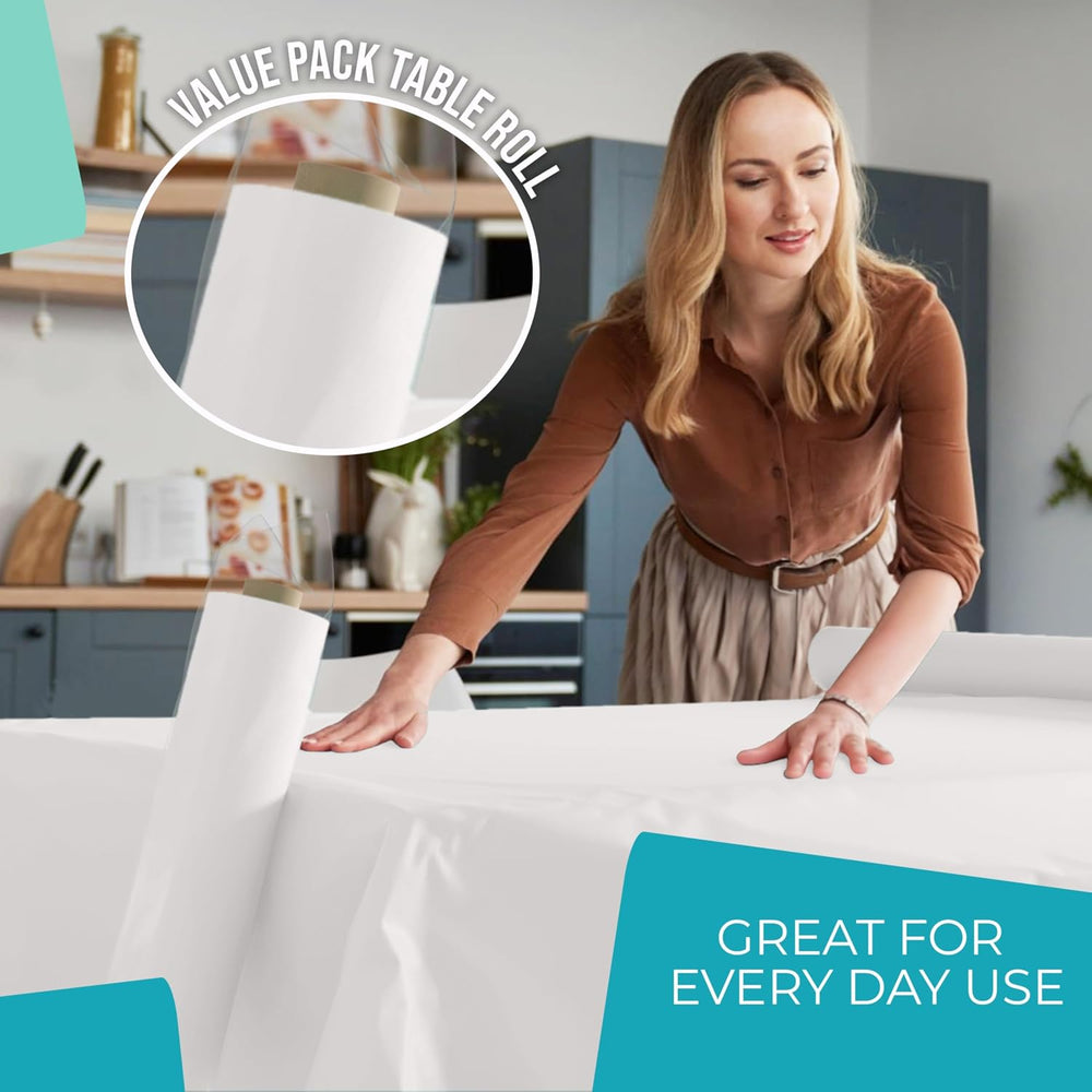 Exquisite Basic White Plastic Table Cover Roll 40" x 300'