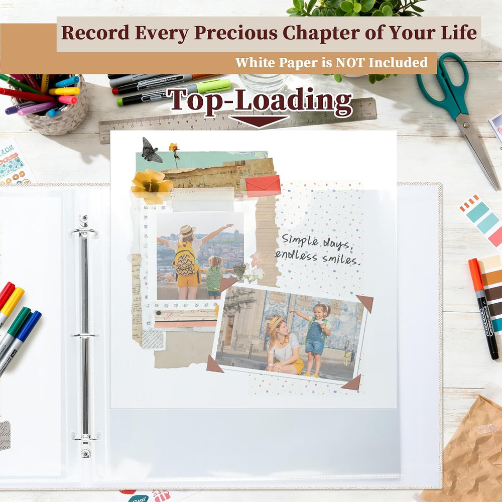 12x12 Inch Large Scrapbooks Photo Album, 3 Ring Binder, Beige