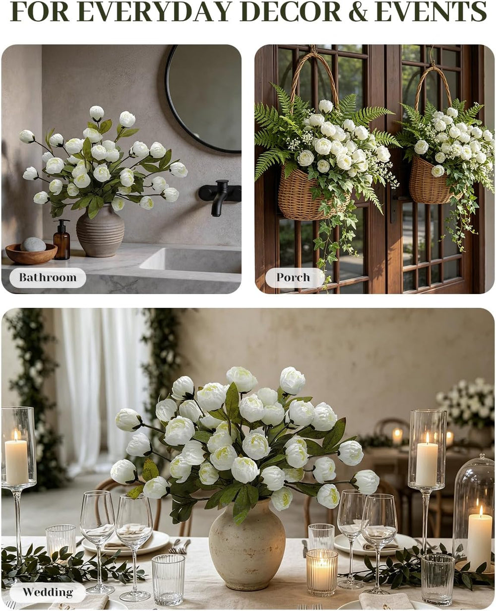 8 Pcs Peonies Artificial Flowers, 27" Faux Peony Stems for Vases Decor