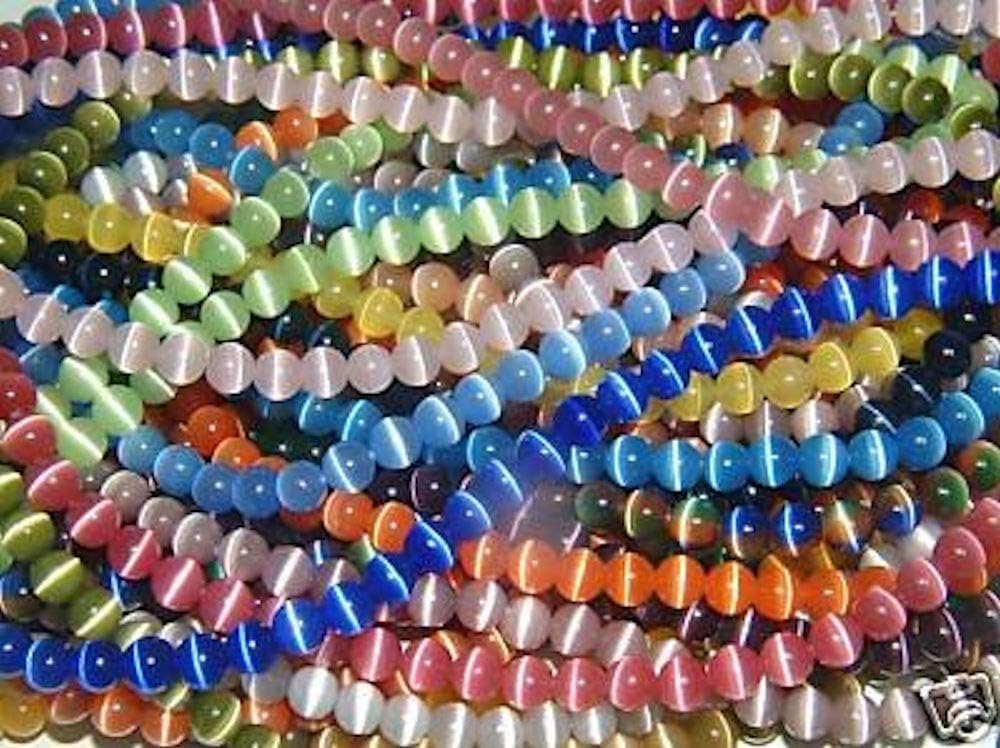 10 Strands of 8mm Round Beads, Fiber Optic Cats Eye Beads, 500 Beads, The Eye...