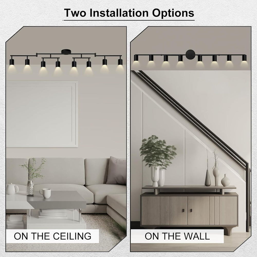 AUQUEE 8 Light Track Lighting Fixtures Ceiling, Matte Black Kichen Track Ligh...