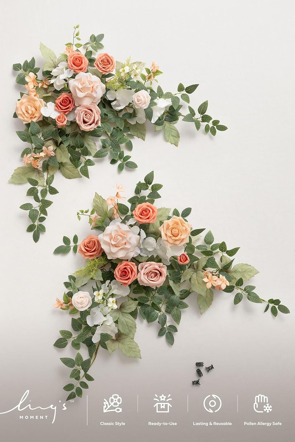Ling's Moment Welcome Sign Flowers, Wedding Floral Swag, Blush Garden Pink