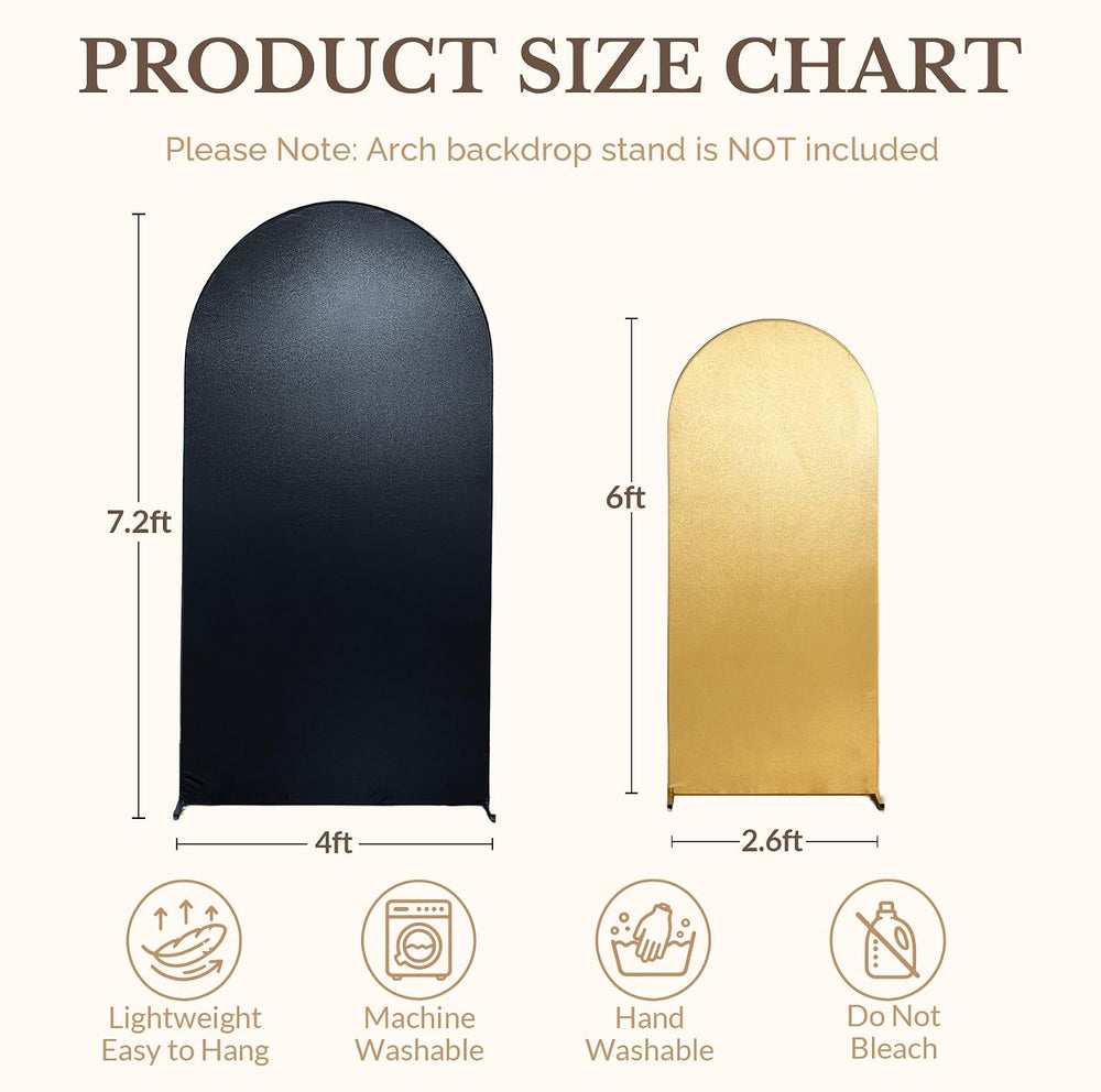 Black Gold Sequin Arch Backdrop Cover Set of 2(6ft/7.2ft), Shimmer Chiara