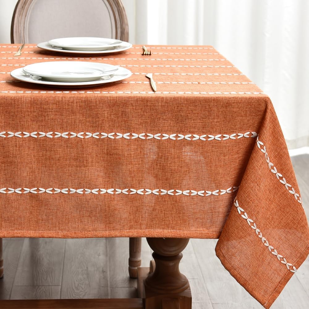 Zobesta Orange Tablecloths Rectangular 98x53 Inch Fall Table Cloth Linen