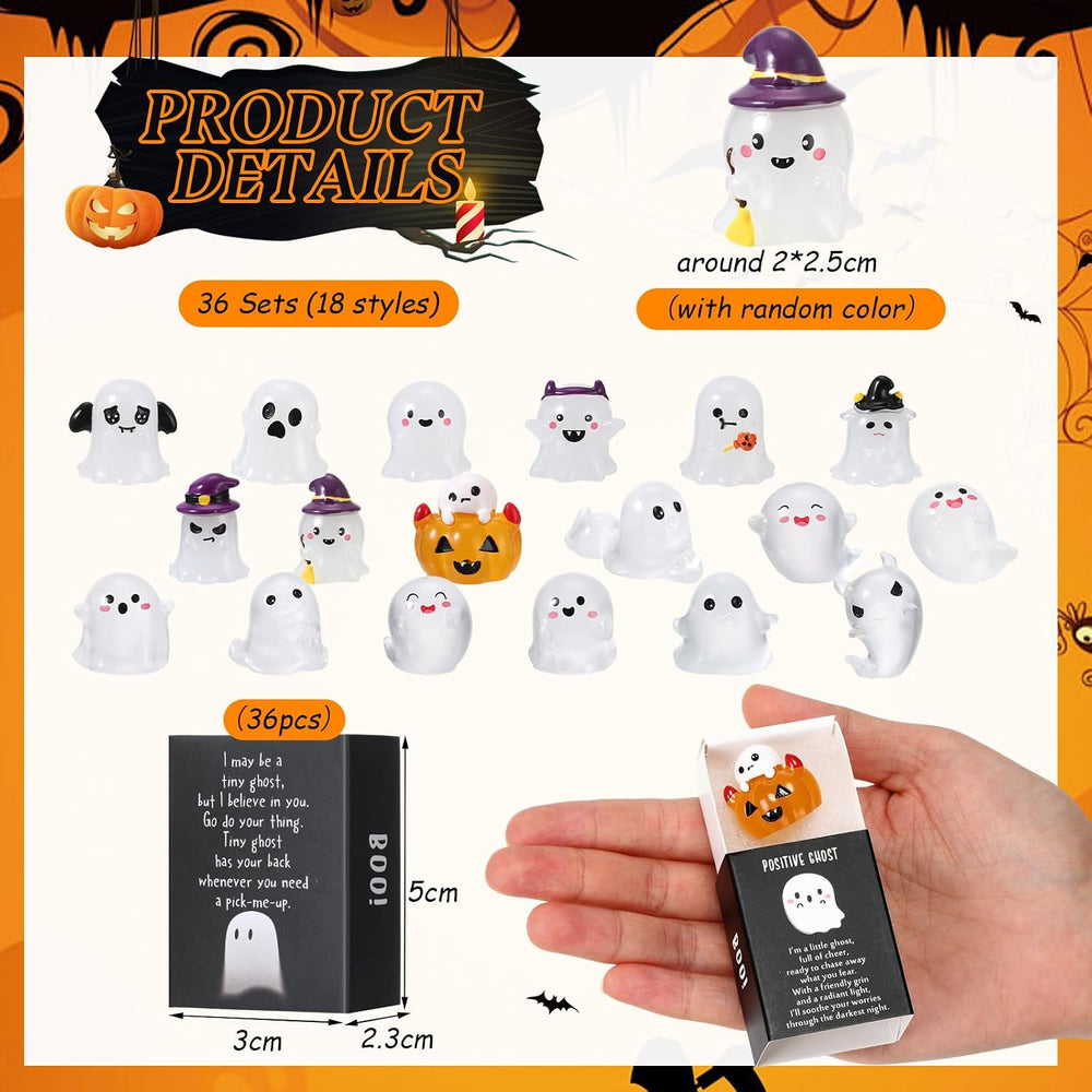 Wonderjune 36 Sets Halloween Mini Positive Ghost Party Favors, Customized