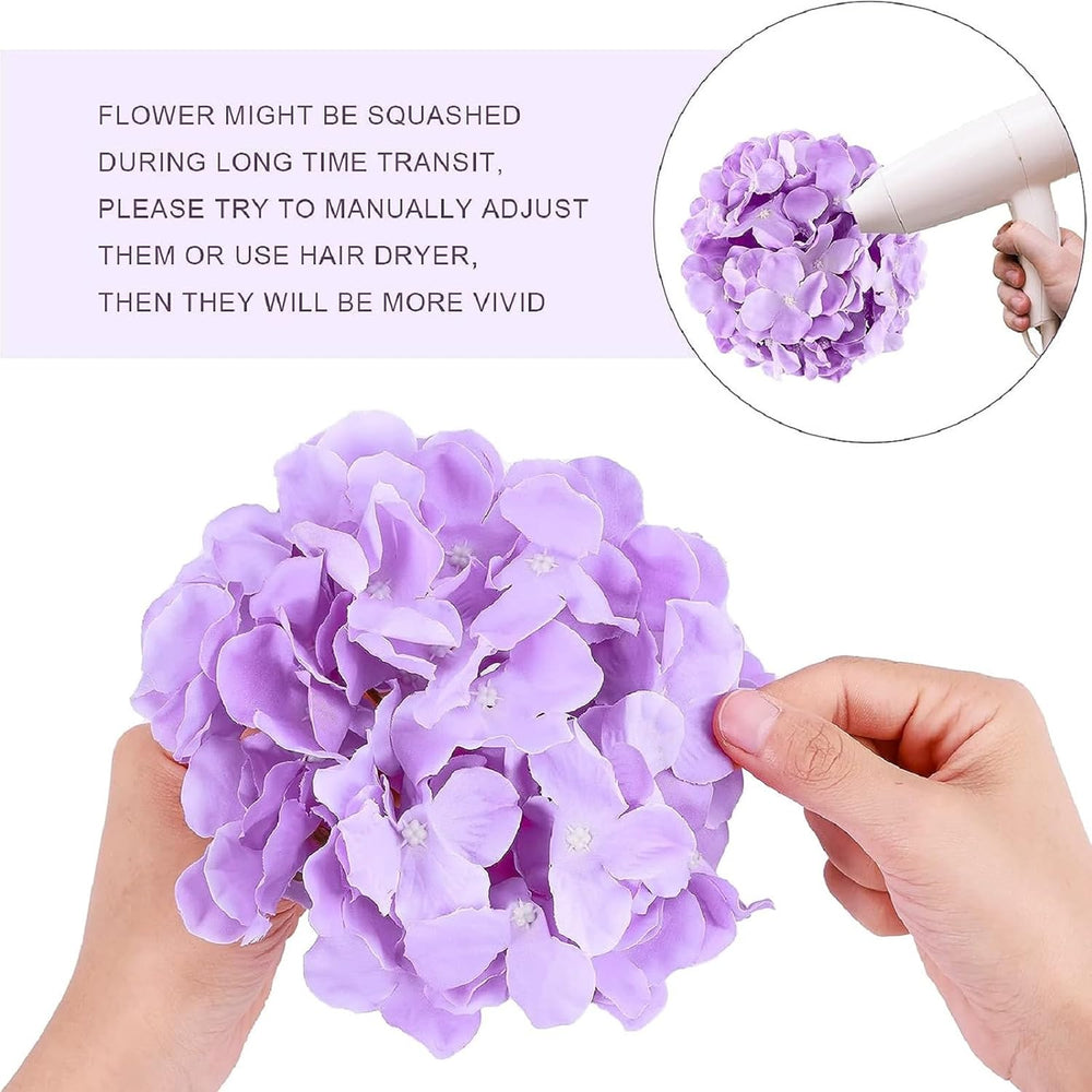 Tigeen 100 Pcs Lavender Hydrangea Artificial Flowers Bulk, 7.48 Inch