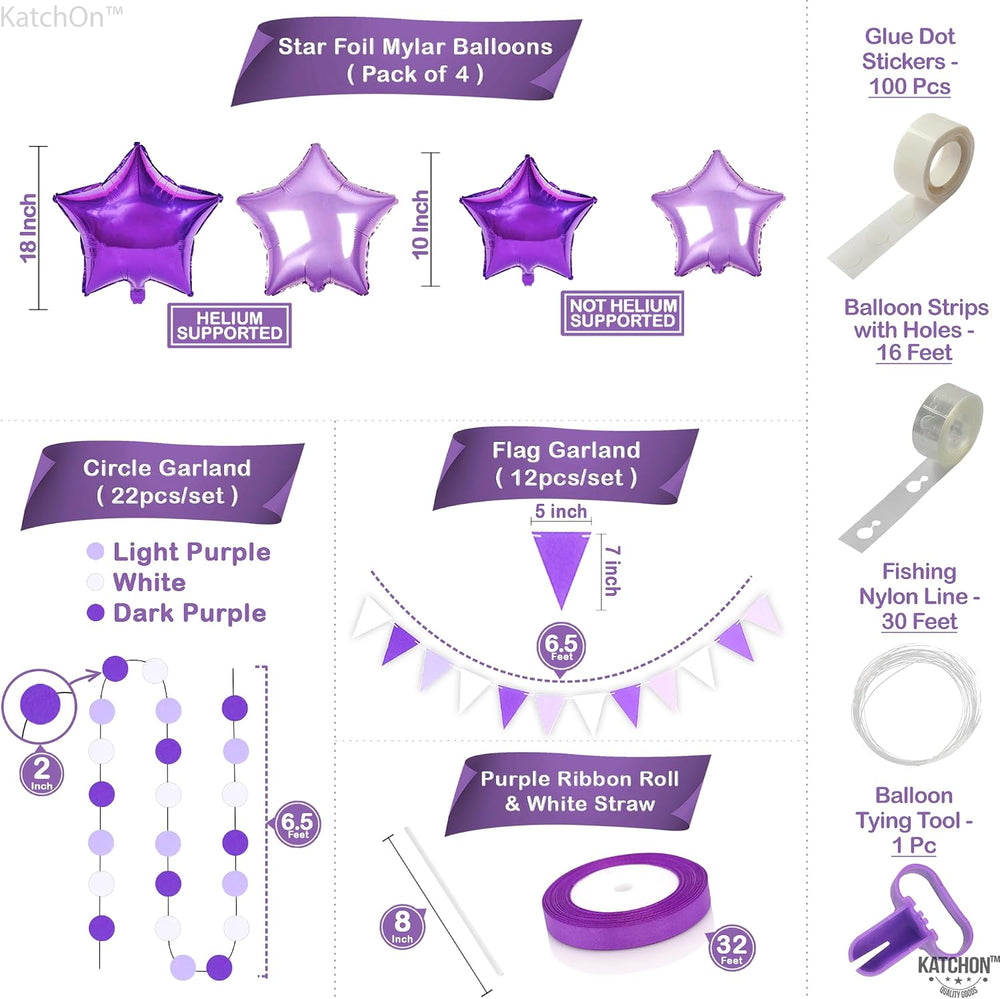 KatchOn, Purple Party Decoration 2026 Set – Huge Pack of 155 Balloon Arch Kit...