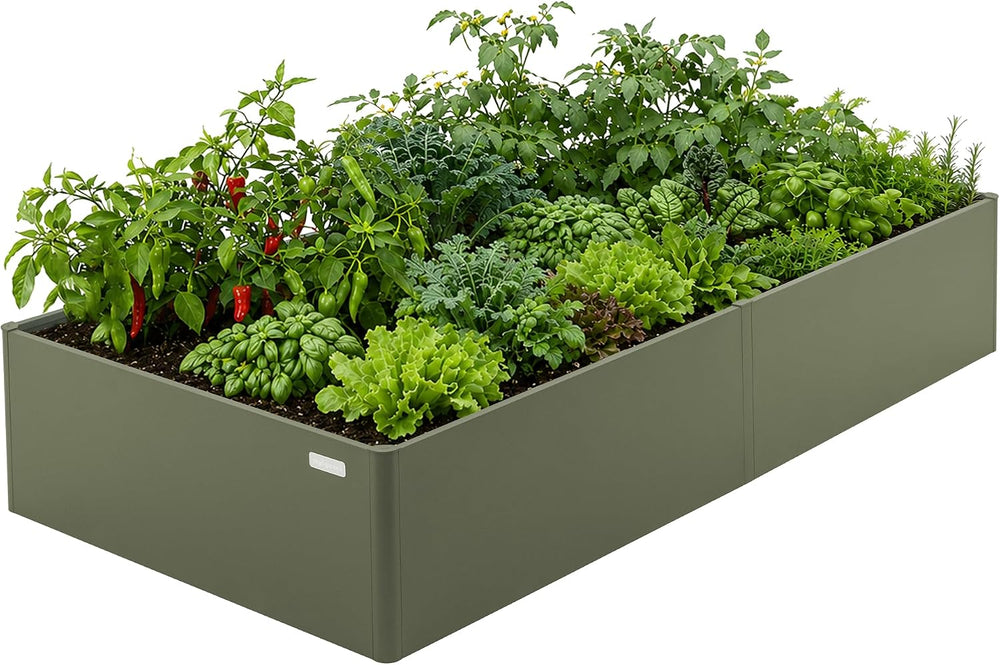 Vego garden Modern Raised Garden Bed, 17" Tall 4 x 8 ft Metal Raised Gar...