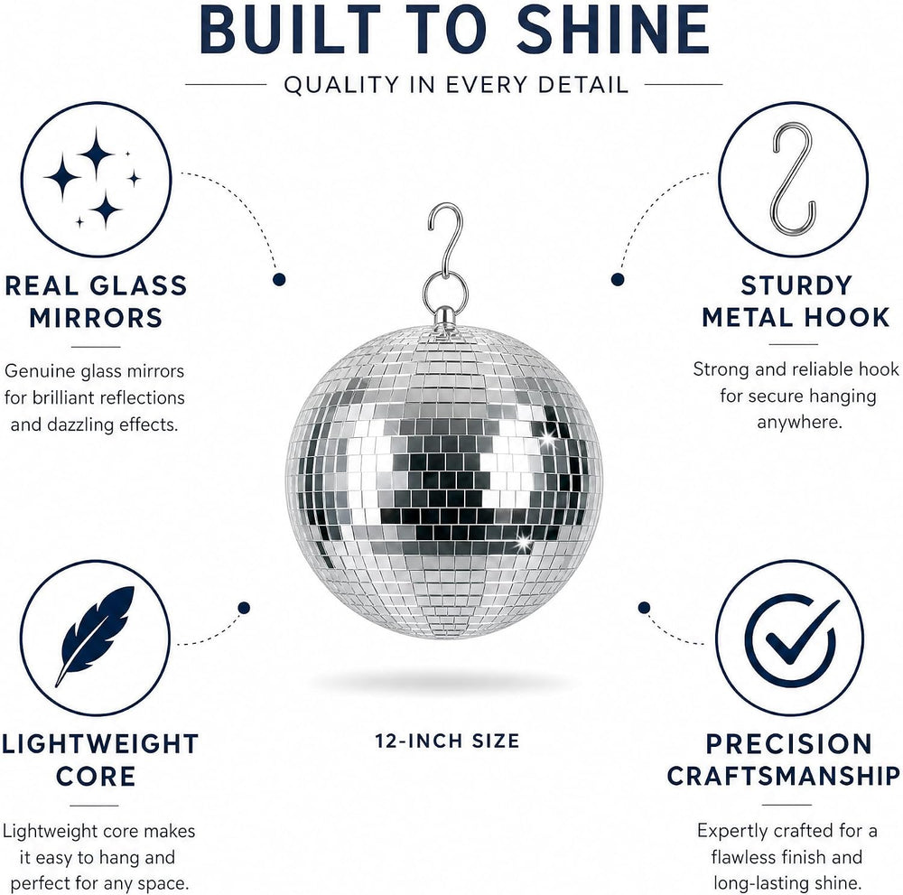 12 Inch Disco Ball with RGBW 3W Led Spotlight