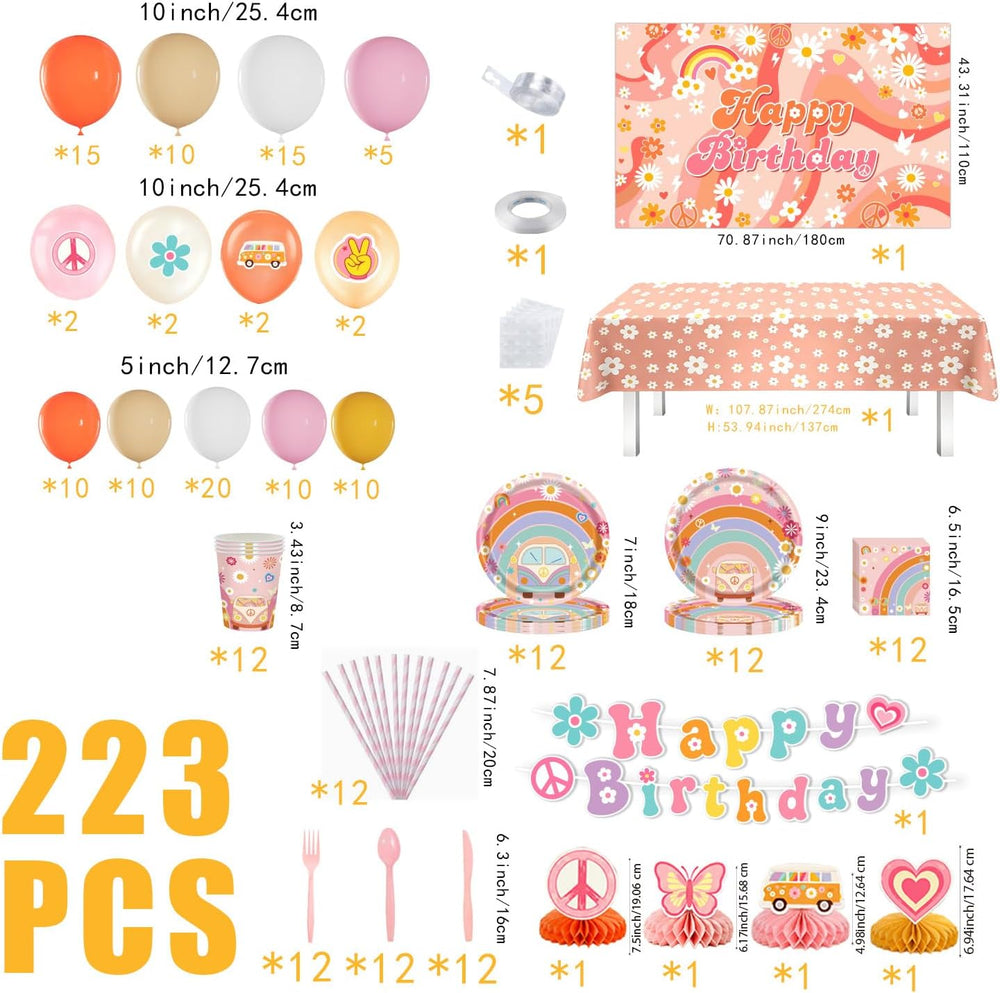 Two Groovy Birthday Decorations Balloon Garland Arch Kit 223pcs