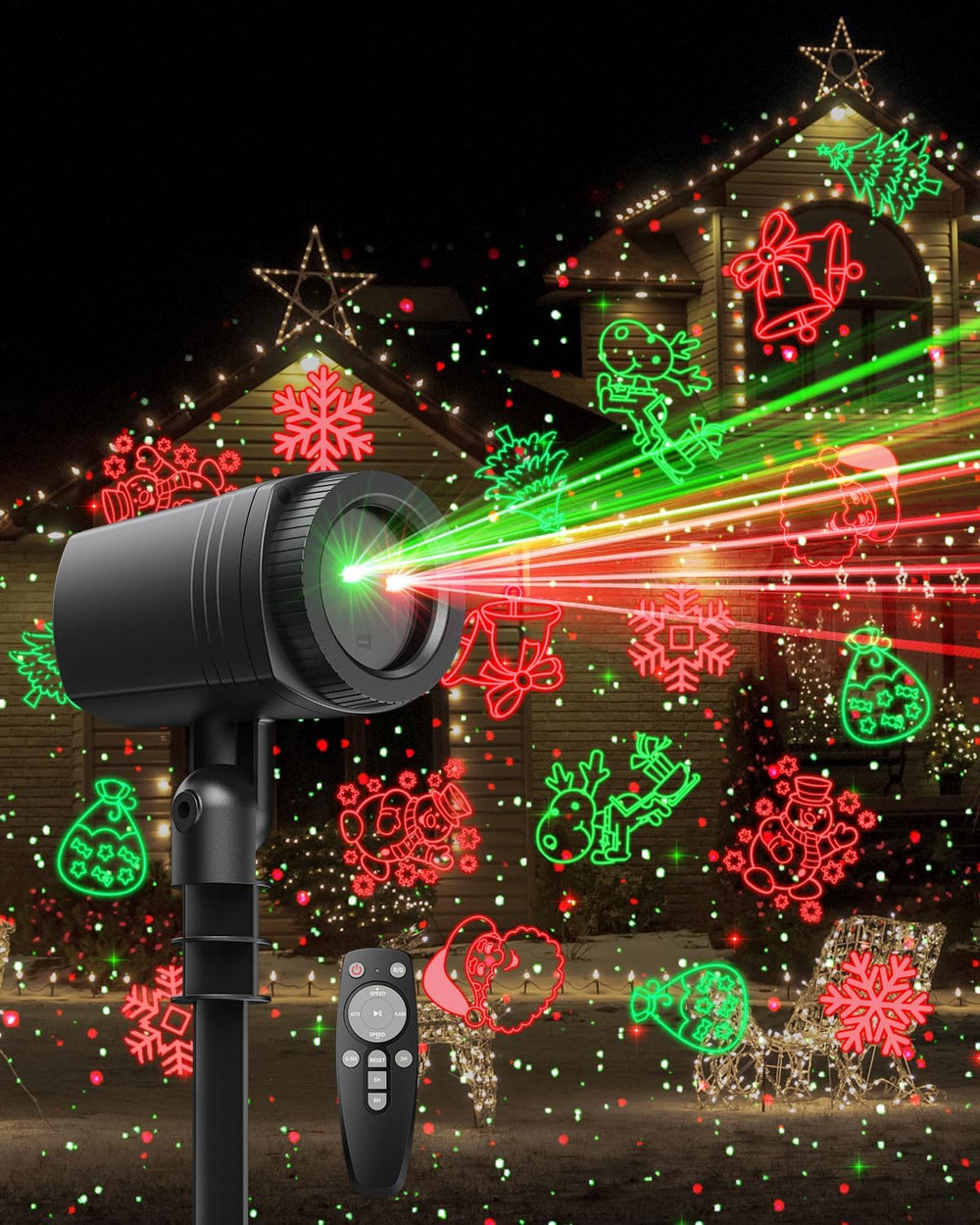 Enjoyedled Christmas Projector Lights Outdoor with 9 HD Xmas Patterns Black
