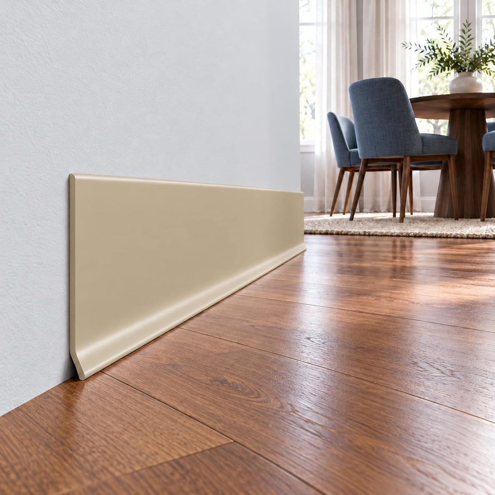 Vinyl Baseboard Molding 4 inch, Peel and Stick Cover Base molding, Beige